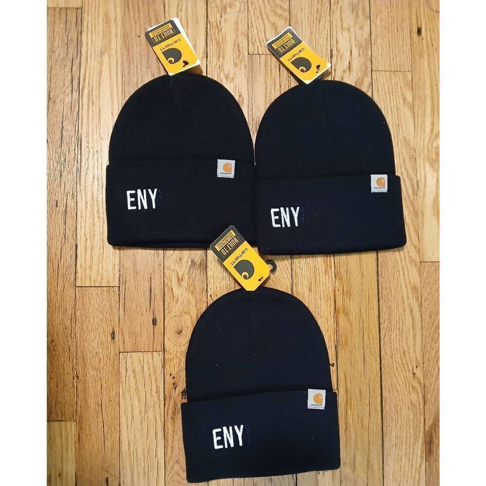 Carhartt mens navy dark blue black beanie hats lot if 3
